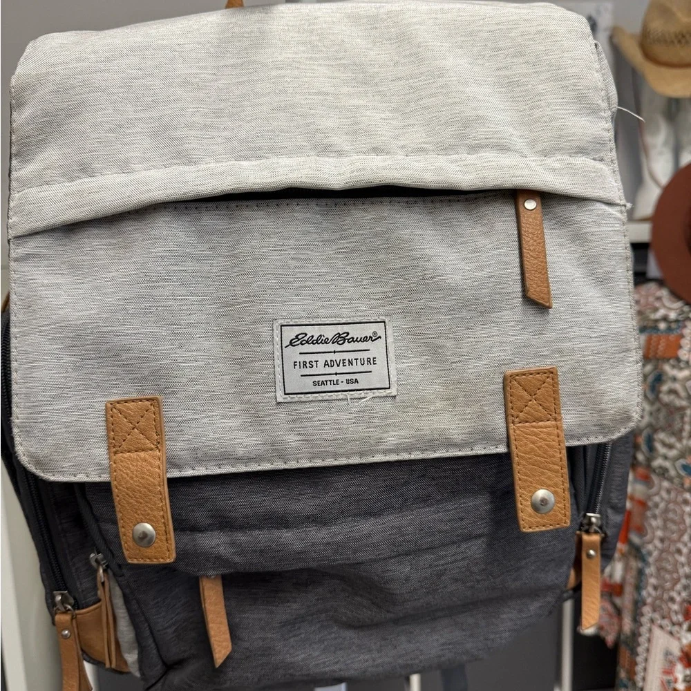 Eddie Bauer Cascade Backpack Diaper Bag With Insulated Pocket and Wipe Access